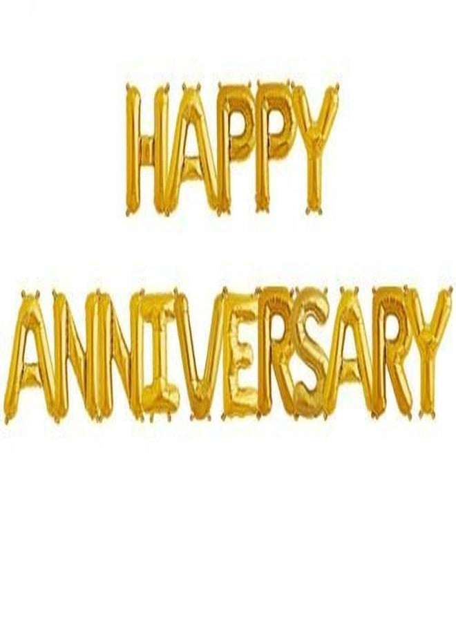 FRESCORR Happy Anniversary Alphabet Letter Foil Balloons- Gold - Image 2